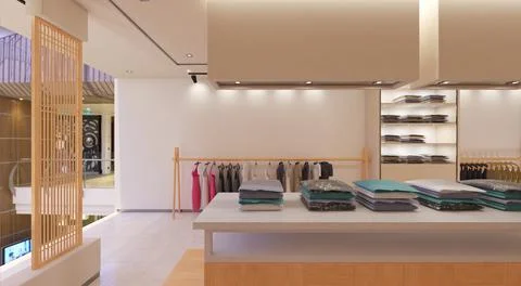 Clothes store interior 3d illustration Stock Illustration