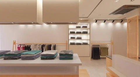 Clothes store interior 3d illustration Stock Illustration
