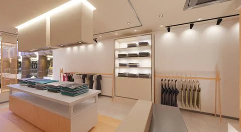 Clothes store interior 3d illustration Stock Illustration