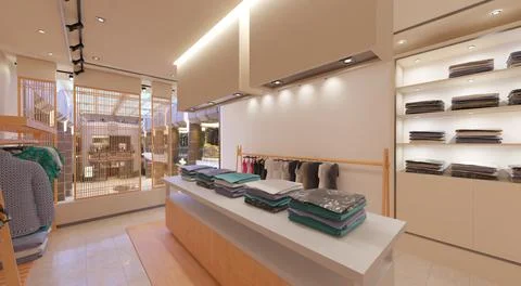 Clothes store interior 3d illustration Stock Illustration