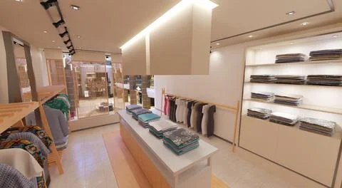 Clothes store interior 3d illustration Stock Illustration