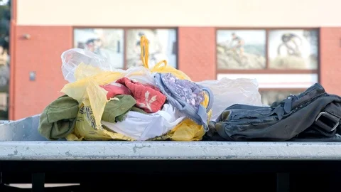 Clothes on the street Stock Footage 98257636