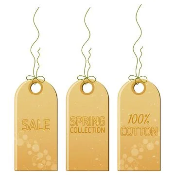 Clothes tag spring for decoration design in vintage style. Vector illustration. Stock Illustration