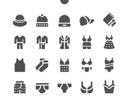 Clothes v1 UI Pixel Perfect Well-crafted Vector Solid Icons Stock Illustration