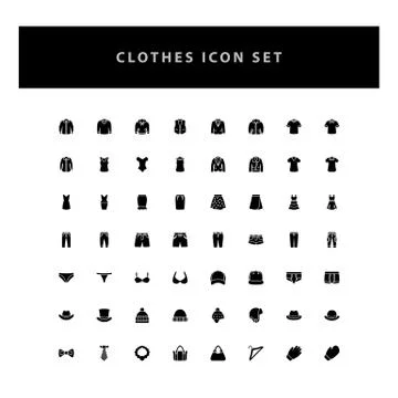 Clothes Vector Icon Set with glyph style design Stock Illustration