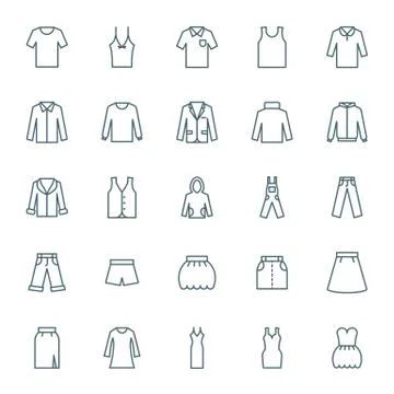 Clothes vector icons set Stock Illustration