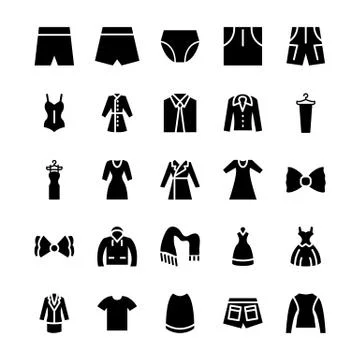 Clothes Vector Solid Icons Stock Illustration