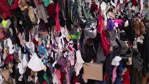 Clothes wall for recycling. secondhand Stock Footage 244359762
