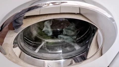 Clothes Washing Machine Cycle Foam Stock Footage 319013842