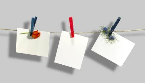 Clothesline and labels Stock Photos