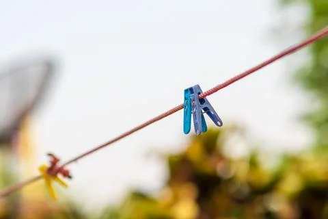 Clothesline, clothespin, background image Foto stock