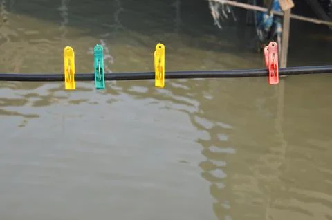 Clothesline clothespin 写真素材