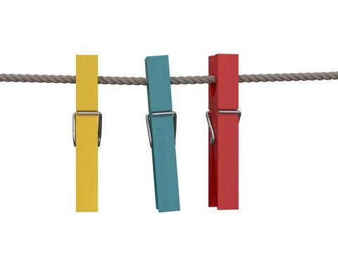 Clothesline with clothespins Stock Photos