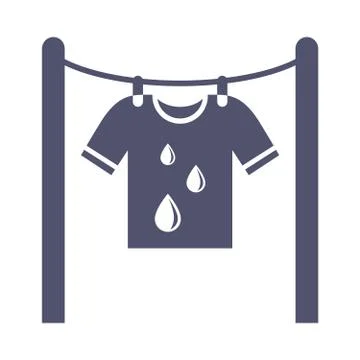 Clothesline drying icon on white background. Stock Illustration