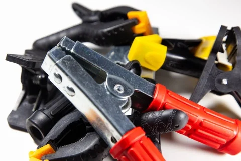 Clothespin, clamp, holder, objects rotate in the frame, close-up. Stock Footage 93797474