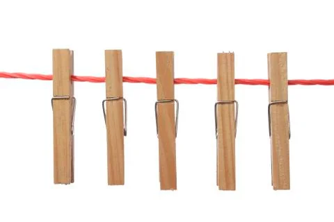 Clothespin in clothesline Stock Photos