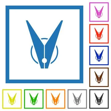 Clothespin flat framed icons Illustrazione stock