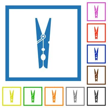 Clothespin flat framed icons Stockillustratie