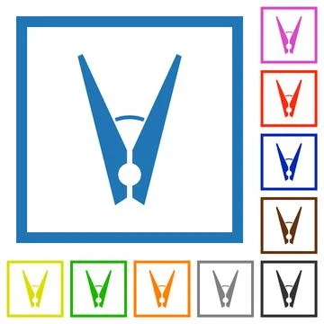 Clothespin flat framed icons イラスト素材