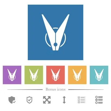 Clothespin flat white icons in square backgrounds Stock Illustration