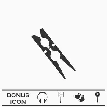 Clothespin icon flat. Stock Illustration