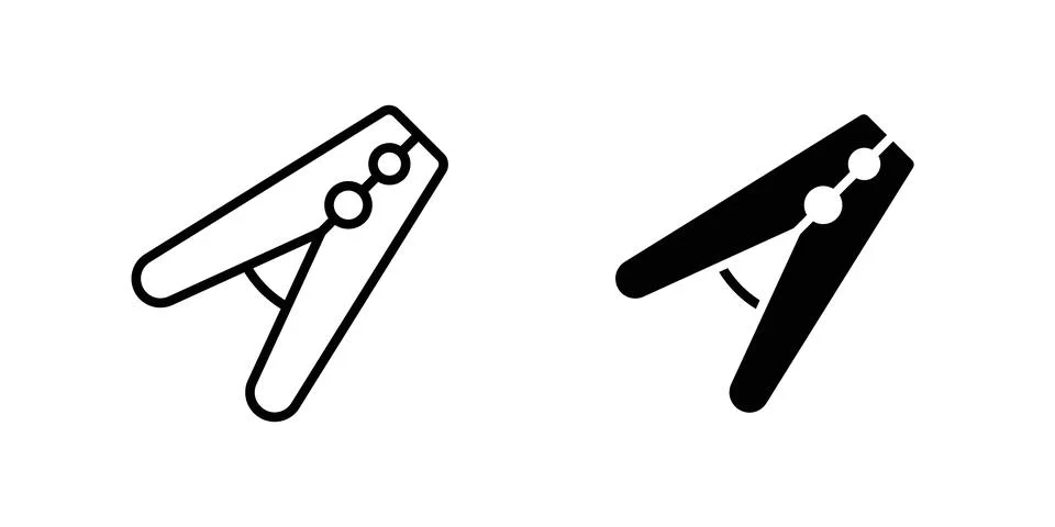 Clothespin icon vector concepts, line and silhouette style Stock Illustration