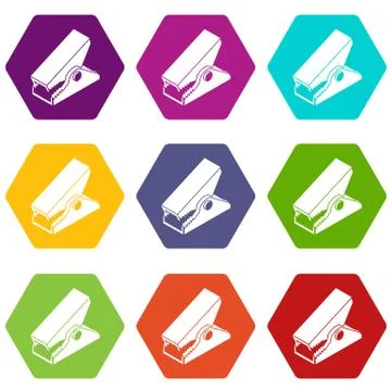 Clothespin icons set 9 vector Stock Illustration