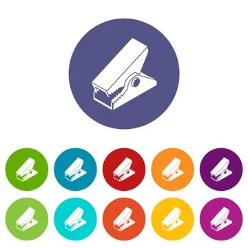 Clothespin icons set vector color Stockillustratie