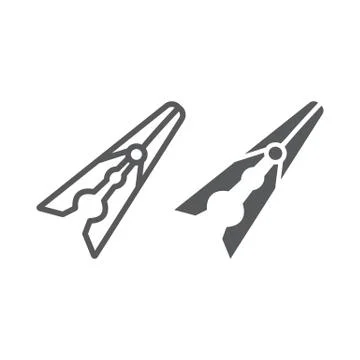 Clothespin line and glyph icon, laundry and clamp, clothes pin sign, vector Stock Illustration