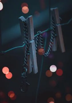 The clothespin in the night Stock Photos