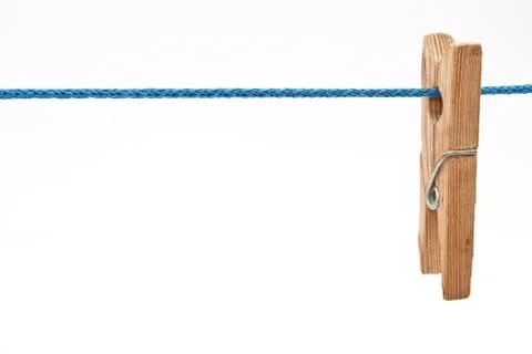 Clothespin on rope Stock Photos