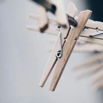 Clothespin in the rope Stock Photos