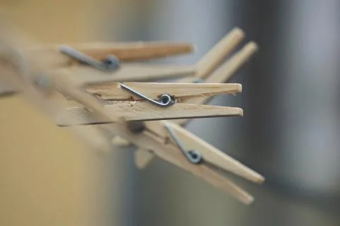 Clothespin in the rope Stock Photos
