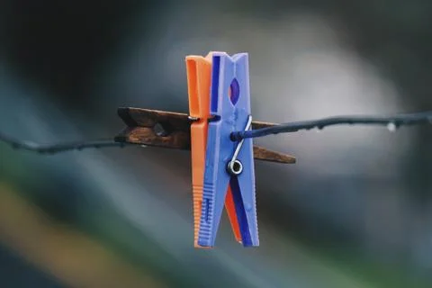 Clothespin in the rope Stock Photos