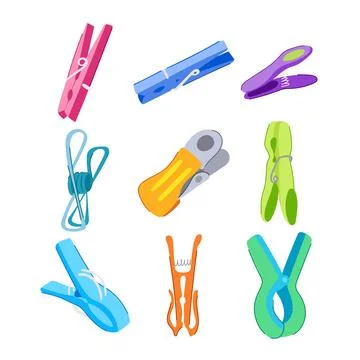 Clothespin set cartoon vector illustration Stock Illustration