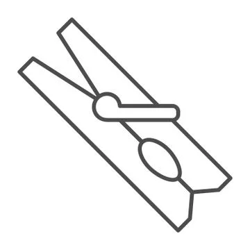 Clothespin thin line icon, laundry concept, wooden clothes peg sign on white Stock Illustration
