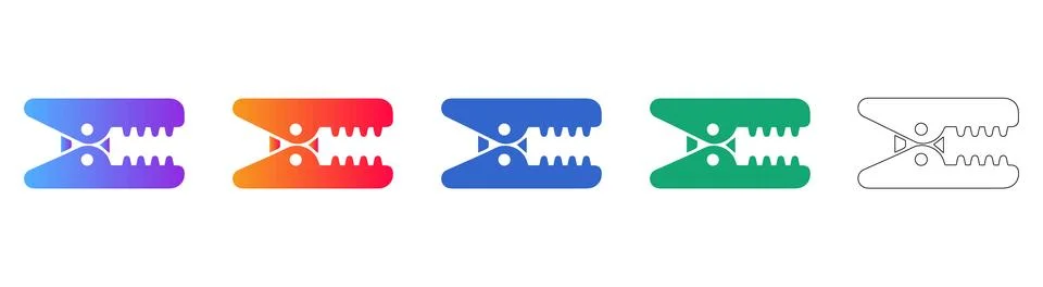 Clothespin Vector Icon Set for Laundry Design Stock Illustration