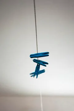 Clothespin on a wire Stock Photos