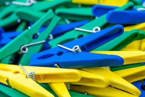 Clothespins as background or texture Stock Photos