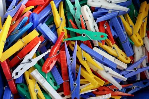 Clothespins in a box Stock-Fotos