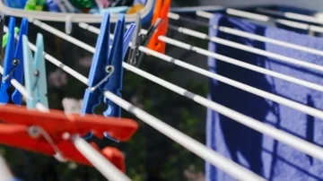 Clothespins on clothes lines Stock Footage 86009298