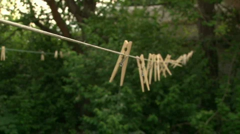 Clothespins on Line 库存影片 416962