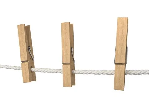 Clothespins on a rope Stock Illustration
