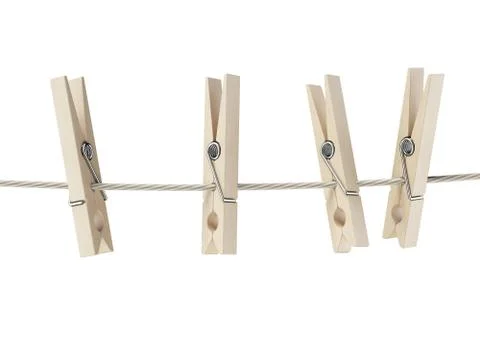 Clothespins on rope Stock Illustration