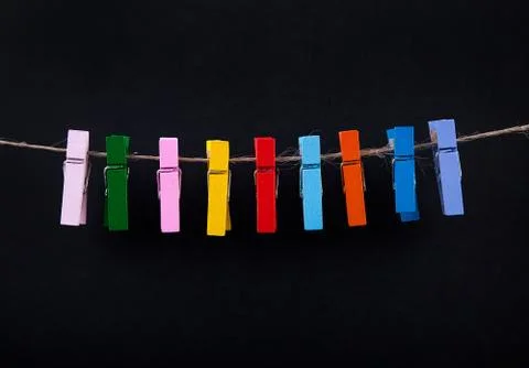 Clothespins on the Rope Stock Photos