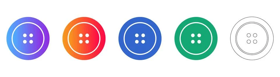 Clothing Button Icon Set in Gradient and Outline Stock Illustration