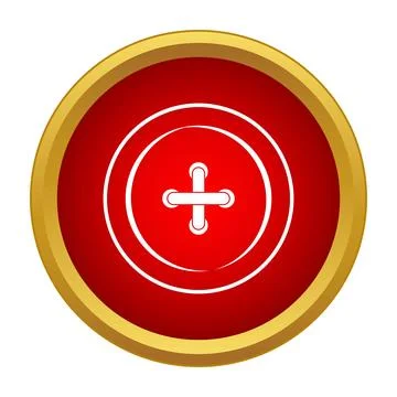 Clothing button icon with sewing threads red background Stock Illustration