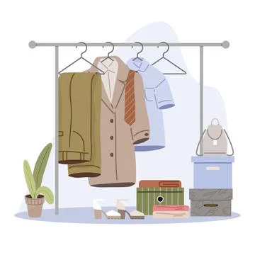 Clothing care. Wear clothes complement your body shape and size. Clean clothes Illustrazione stock