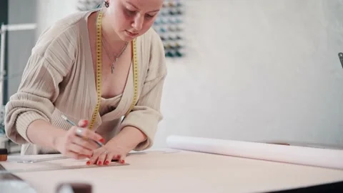 Clothing designer at work. Stock Footage 233553636