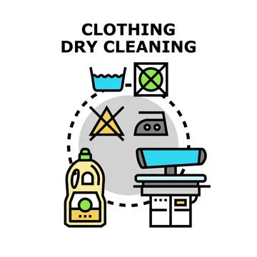 Clothing dry cleaning process and laundry service icons Stock Illustration